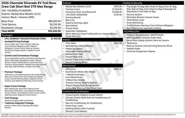 chevrolet silverado ev 2026 1GC405EL3TU400259 image chevrolet silverado ev 2026 1GC405EL3TU400259 image